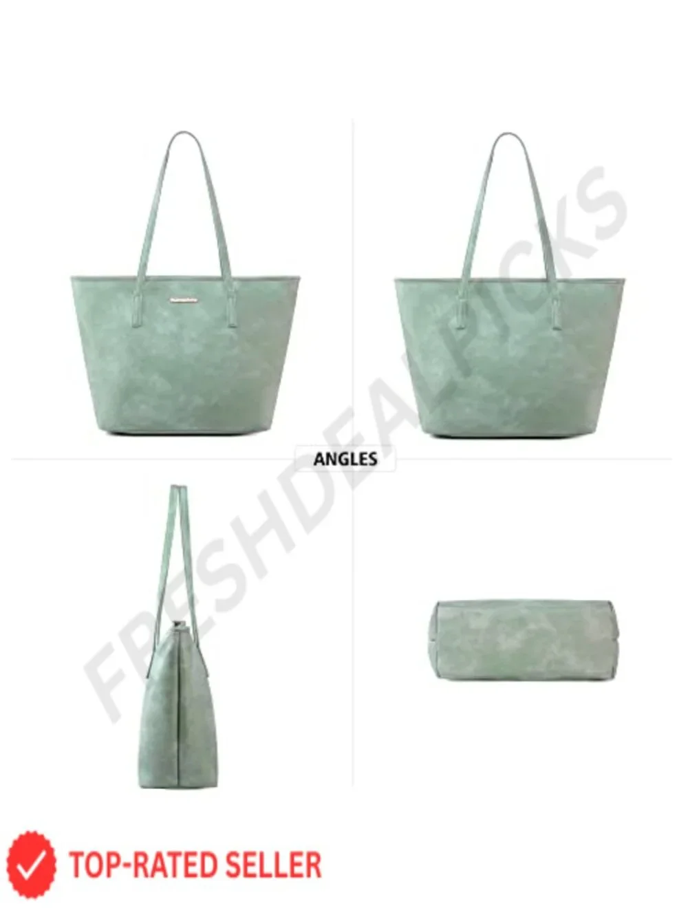 Faux Leather Tote Bag with Detachable Pouch for Work & Daily Use, Fits Laptop,